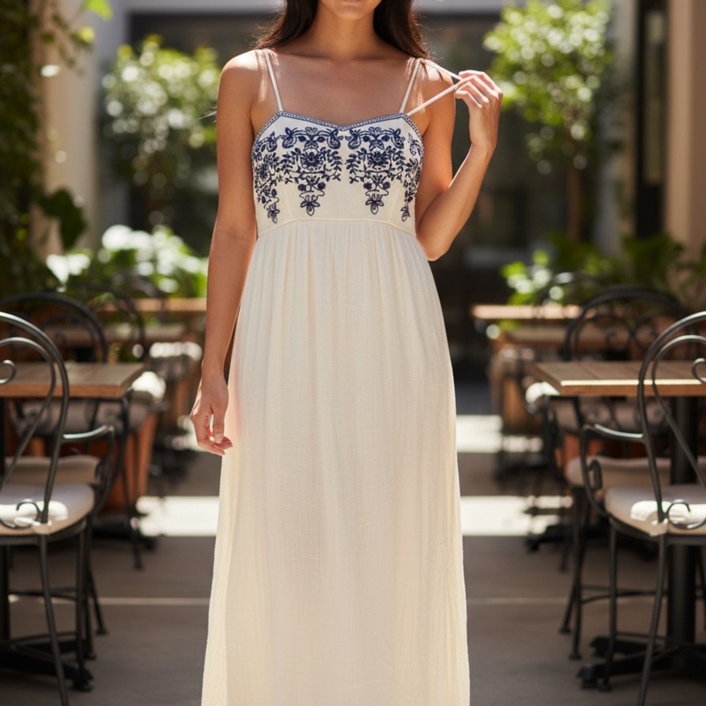 Chic‎ Cream and Black Embroidered Maxi Dress - Picture 2 of 7